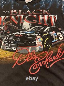 Vintage Dale Earnhardt #3 Black Knight Lightning AOP NASCAR Shirt L Rare Y2K