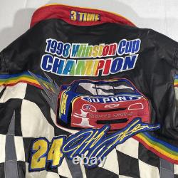 Vintage Jeff Gordon Size Large Leather 3 Time Champ Jacket Nascar Jeff Hamilton