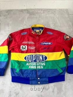 Vintage Jeff Hamilton Jeff Gordon Dupont Sz LARGE Rainbow Jacket Nascar Race