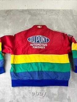 Vintage Jeff Hamilton Jeff Gordon Dupont Sz LARGE Rainbow Jacket Nascar Race