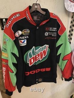 Vintage Kasey Kahne Mountain Dew NASCAR Racing Jacket JH Designs Size XL Y2K