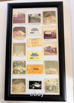 Vintage NASCAR Annual License Race Used Rare 1966 67 68 Framed with photos