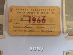 Vintage NASCAR Annual License Race Used Rare 1966 67 68 Framed with photos