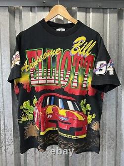 Vintage NASCAR Bill Elliott Dawsonville Gang AOP Graphic T Shirt Sz L McDonalds