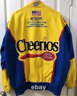 Vintage NASCAR Cheerios Racing Jacket Men Size L Embroidered #43 Bobby Labonte