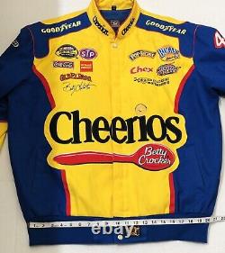 Vintage NASCAR Cheerios Racing Jacket Men Size L Embroidered #43 Bobby Labonte