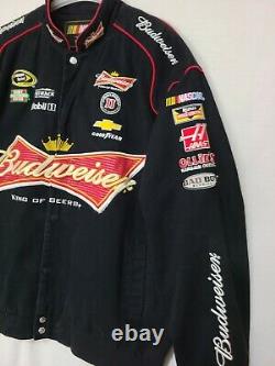 Vintage NASCAR Kevin Harvick Racing Jacket JH Design Black Budweiser Mens 2XL