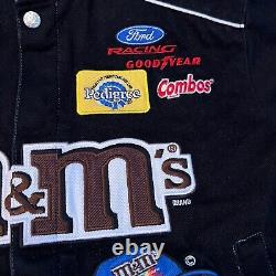 Vintage NASCAR M&M Racing Jacket Twill #38 Elliot Sadler Black Size Youth XL