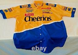 Vintage NASCAR Race Used Crew Uniform Shirt Signed Benson Roush CHEERIOS 1990s