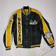 Vintage Nascar Racing Leather Bomber Jacket Mens M Black Yellow Team Usa Car