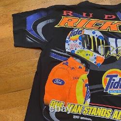 Vintage NASCAR Ricky Rudd Tide Racing T Shirt XL All Over Print AOP
