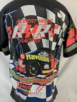Vintage NASCAR T Shirt All Over Print Dale Jarrett Racing Tee USA Large 90s