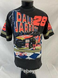 Vintage NASCAR T Shirt All Over Print Dale Jarrett Racing Tee USA Large 90s