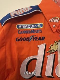 Vintage Nascar Crew Shirt Dial Purex Goodyear Armour Can Meats Red Roof Inns