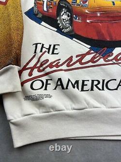 Vintage Rare Nascar Chevrolet Racing All Over Print Car T-Shirt White Large