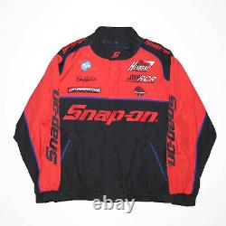 Vintage SNAP ON NASCAR Racing Red 90s Colourblock Woven Bomber Jacket Mens XL
