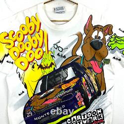 Vintage Scooby Doo Wacky Racing Nascar All Over Print T-Shirt Size Large 1996
