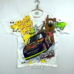 Vintage Scooby Doo Wacky Racing Nascar All Over Print T-Shirt Size Large 1996
