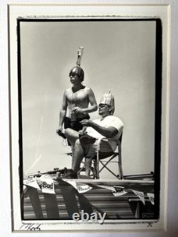 Vintage Signed B&W Photograph- Watermelon Helmets NASCAR Tailgate Americana