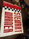 Vintage Stewart Warner 69 X 47 Race Used Flag Banner 2 Sided 60's