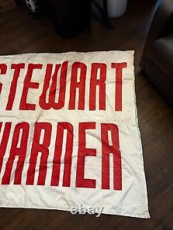 Vintage Stewart Warner 69 x 47 Race Used flag Banner 2 Sided 60's