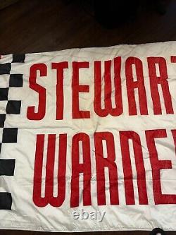 Vintage Stewart Warner 69 x 47 Race Used flag Banner 2 Sided 60's