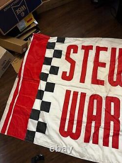 Vintage Stewart Warner 69 x 47 Race Used flag Banner 2 Sided 60's