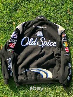 Vintage Tony Stewart Old Spice Racing Jacket Coat Large NASCAR JH Design Black