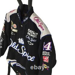 Vintage Tony Stewart Old Spice Racing Jacket Coat Medium NASCAR JH Design Black