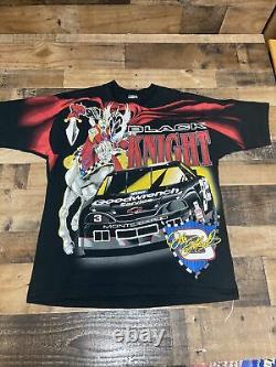 Vintage VTG 90s AOP Dale Earnhardt Shirt T-Shirt NASCAR Racing Black Knight XL