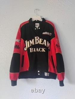 Vtg Nascar Racing Jacket Robby Gordon Jim Beam Black XL Autographed Retro Cfs