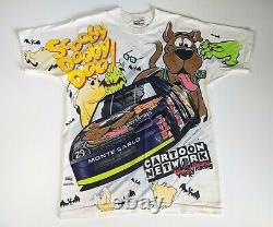Vtg Nascar x Scooby Doo Men's M Medium Cartoon Racing T Shirt All Over Vintage
