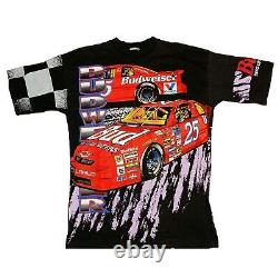 Vtg Rare NASCAR Budweiser Racing All Over Print T Shirt. Mens Large