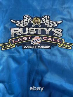 Vtg Rusty Wallace Racing Jacket M Miller Lite Blue Gray Drivers Line NASCAR