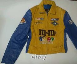 Yellow Leather Jacket Vintage Design Nascar Ken Schrader M&M's Racing Large
