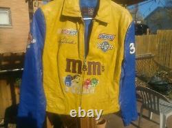 Yellow Leather Jacket Vintage Design Nascar Ken Schrader M&M's Racing Large