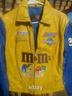 Yellow Leather Jacket Vintage Design Nascar Ken Schrader M&M's Racing Large