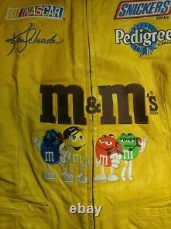 Yellow Leather Jacket Vintage Design Nascar Ken Schrader M&M's Racing Large