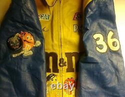 Yellow Leather Jacket Vintage Design Nascar Ken Schrader M&M's Racing Large