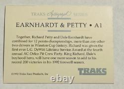 1992 Traks Dale Earnhardt Auto Richard Petty Autographe Double signé NASCAR #3 #43