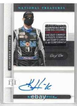 2021 Panini National Treasures CARTE AUTO DE KEVIN HARVICK ÉTIQUETTE DE LINGE UTILISÉE EN COURSE 1/1