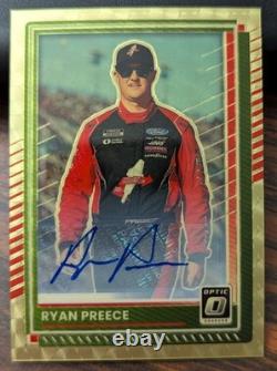 2025 Donruss Optic Racing NASCAR Ryan Preece #82 Prizm Auto Vinyle Or 1/1