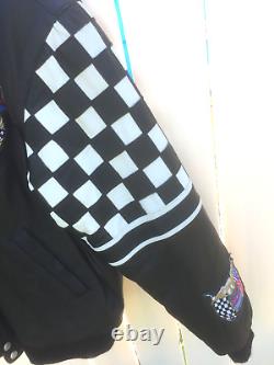 ANNIVERSAIRE DE LA 50E ANNÉE DE NASCAR VINTAGE JEFF HAMILTON RACING VESTE EN CUIR NOIR XL