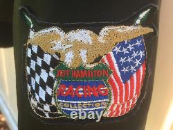 ANNIVERSAIRE DE LA 50E ANNÉE DE NASCAR VINTAGE JEFF HAMILTON RACING VESTE EN CUIR NOIR XL