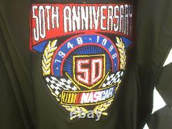 ANNIVERSAIRE DE LA 50E ANNÉE DE NASCAR VINTAGE JEFF HAMILTON RACING VESTE EN CUIR NOIR XL