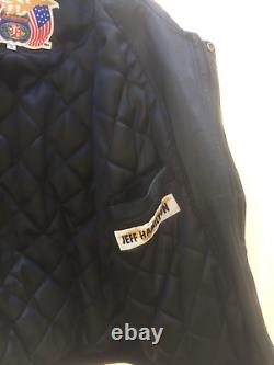 ANNIVERSAIRE DE LA 50E ANNÉE DE NASCAR VINTAGE JEFF HAMILTON RACING VESTE EN CUIR NOIR XL