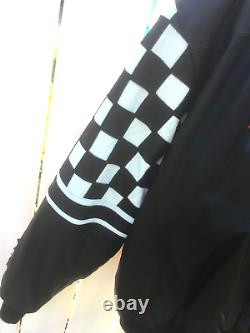 ANNIVERSAIRE DE LA 50E ANNÉE DE NASCAR VINTAGE JEFF HAMILTON RACING VESTE EN CUIR NOIR XL