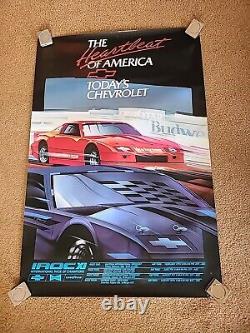 Affiche de course Chevrolet IROC d'origine vintage rare 1986 Earnhardt Unser ++
