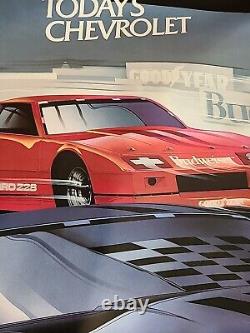 Affiche de course Chevrolet IROC d'origine vintage rare 1986 Earnhardt Unser ++