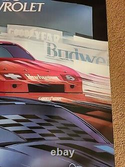 Affiche de course Chevrolet IROC d'origine vintage rare 1986 Earnhardt Unser ++